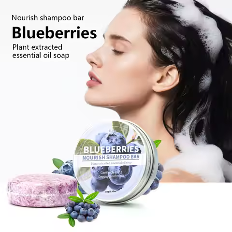 Blueberry Fruit Shampoo Bar, Natural Blueberry Essence Hair Care Soap, Deep Cleaning Natural Grease 