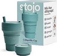 STOJO Biggie Silicone Collapsible Cup, 16oz/470ml, Eucalyptus