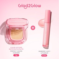 Glad2Glow 2 In 1 Cushion Set Perfect Cover Cushion Foundation+ Mixberry Juicy Lip Serum skincare