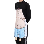 Novelty Cooking Kitchen Apron Wacky Belly Man Printed Apron Cooking Grilling BBQ Apron_Ready Stock