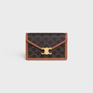 CELINE WALLET ON CHAIN TRIOMPHE IN TRIOMPHE CANVAS AND CALFSKINTAN