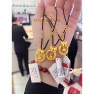 Vvn Gold 999 Safe Buckle Pendant Escaping Princess Bow Necklace Bell Auspicious Cloud Holiday Gift G