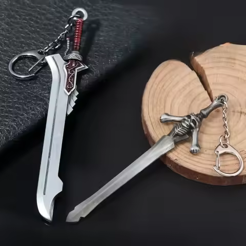 12cm/4.72in Devil Mays Nero Transforms EX Crimson Queen Sword Keychain Dante Rebellious Blade Metal 