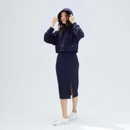 CIRCULAR - Navy Long Sleeve Cropped Hoodie (Women)