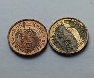 香港1980年1毫硬幣共2枚（品相實物如圖，無清洗過）