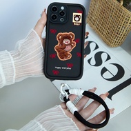 HP Bear New Texture Embroidery Case Infinix Smart 9 8 Hot 50 Pro Plus Hot 50I 40I Note 30 Pro Rs4 It