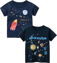 Toddler Boy' Shirts 2 Packs Dinosaur Short Sleeve Tops T-Shirt Size for 3-6 Years