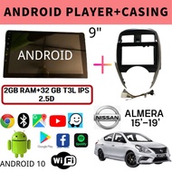 NISSAN ALMERA 2015, 16, 17, 18, 2019 9" Inch Android 10 Car Android GPS Wifi Bluetooth Car Andriod Player With Casing