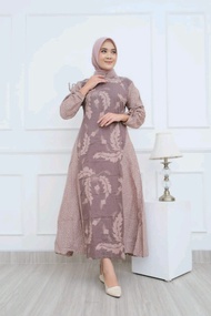 dress batik muslimah. gamis batik. gamis batik kombinasi