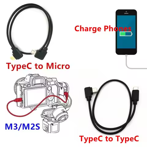 Type-C to Type-C / Micro USB Charging Cable for ZHIYUN Crane M3 M2S Sony A7C ZV-E10 Fuji XT30 XT4 XT