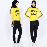Setelan Baju Senam Olahraga Zumba Legging Rok Span