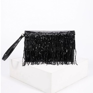 GFS store Sequin tassel dinner bag new niche design fashion womens bag high-end straw woven clutch