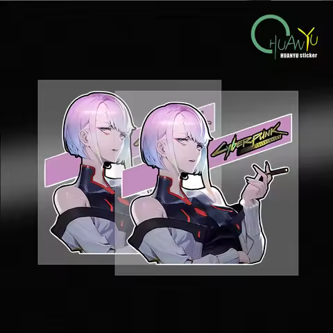 Cyberpunk anime Edge Runner 2D car sticker, Lucy waterproof car and motorcycle computer case sticker