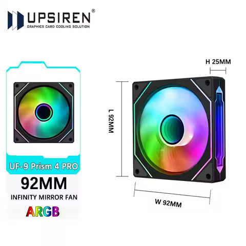 UPSIREN UF-9 PRISM 4 PRO Computer Chassis Fan 92mm ARGB 4 Pin PWM Quiet Cooling Fan 12V Large Air Vo