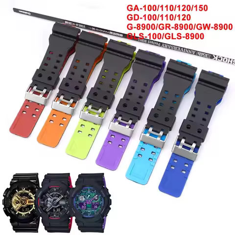 Strap for Casio G-Shock GA-100/110/120/150/300/400/700 GD-100/110/120 G-8900 GLS-100 Silicone Resin 
