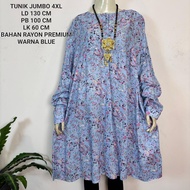 Tunik Jumbo Wanita Ld 130 Cm Motif Bunga Kecil Kekinian Bahan Rayon Adem