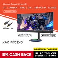 PRISM+ X340 PRO EVO | 34" 180Hz Curved Ultrawide 21:9 UWQHD [3440 x 1440] 120% sRGB Gaming Monitor