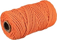 MECCANIXITY Cotton Rope 3 Strand Twisted Braided Rope Cord, Orange 100m/109 Yard 5mm Dia for Wall Hanging, Plant Hanger, Knitting, Macrame Knotting