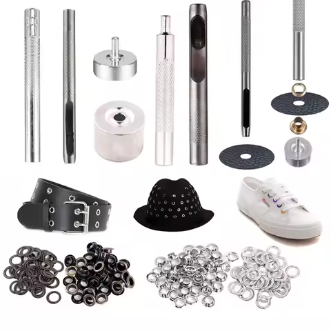 Grommet Tool 80Sets Grommets Eyelets 4mm 5mm 6mm 8mm 10mm 12mm Inside Diameter Tool for Leathercraft