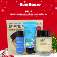 Set Mặt nạ ngủ sữa rửa mặt & toner BELIF Super Knights Multi Vitamin Mask (75ml&30ml&20ml)