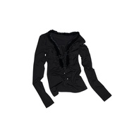 เสื้อยืดคอกลมแขนยาวทรงสลิมฟิตสำหรับผู้หญิง 1JINN STUDIO เสื้อชั้นในถักแบบเข้ารูป ทรงเข้ารูป ทรงเข้าร