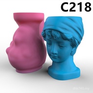 New Mold Epoxy Girl Concrete C218 Cute European Succulent Flowerpot Cement Girl Mold Vase RBLV