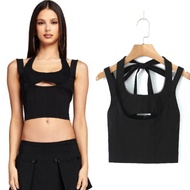 Black Strappy Crop Top 71829