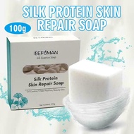 100g Silk Protein Skin Repair Soap Natural Goat Milk Cleansing Soap Bar Handmade Silk Protein Foam Wash Bath Skin Care Soap