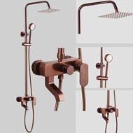 Rose gold shower head Space aluminum lifting hot and cold square faucet Rain shower head shower set