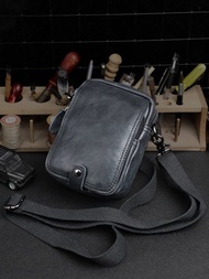 手工真皮男士腰包 迷你單肩斜跨煙盒小包 手機腰包 斜挎側背包