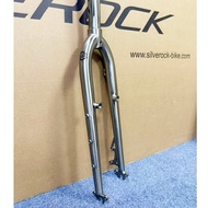 Searboard Chromoly 4130 Steel 26 27.5" 29" MTB Rigid Fork 1 1/8" 28.6mm Disc Brake Classic Silver Mo