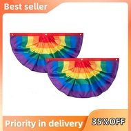 2 Piece Rainbow Pride Bunting,Rainbow Pride Pleated Fan Flag Banner,LGBTQ,Parade,Celebrate Outdoor P