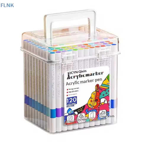 【KC】120 Colors Acrylic Paint Marker Pens Bright Pigment Quick Dry Perfect For Kids Drawing DIY Craft