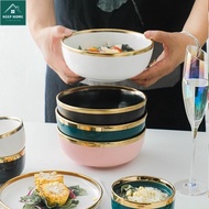 Ceramic Nordic Style New ins Light Luxury Soup Bowl Noodle Bowl Household Rice Bowl 4.5 inches Ceram