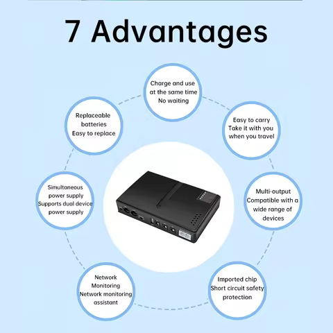 1018L DC UPS Battery Backup 5V 9V 12V 2A 15V 24V Output Uninterruptible Power Supply 85‑265V for Rou