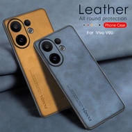 For vivo V60 6.77 inches V2511 Soft Frame Protection Cover Vivi V60 VivoV60 V 60 Lambskin Leather Sh