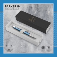 Premium signature pen, Parker IM Premium Blue Gray ballpoint pen with white clasp