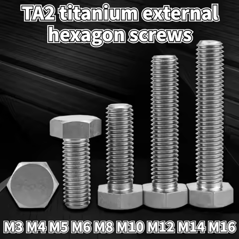 1-5PCS Titanium TA2 Titanium Outside Hexagonal Screw Bolt M3 M4 M5 M6 M8 M10 M12 M14 M16 Pure Titani