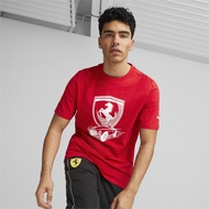 PUMA AUTO - เสื้อยืดคอกลมผู้ชาย Scuderia Ferrari Race Big Shield Tonal สีแดง - APP - 53818402