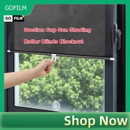 Roller Blinds Suction Cup Sunshade Anti UV Blackout Curtain Shading Roller Blinds for Car Office Bedroom Kitchen