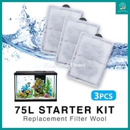 [Resun] 3PCS Replacement Filter Wool for 75L 109L Starter Aquarium Fish Tank, STREAMAX SMX450, SMX55