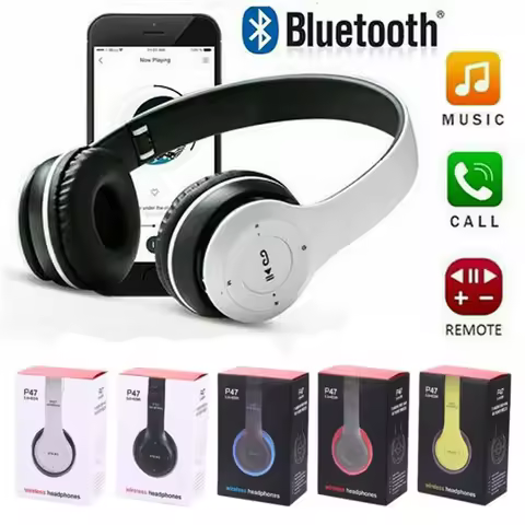 P47 Handsfree Wireless Headphones 5.3 Bluetooth Headset Noise Canceling Earphone with Mic LED Displa