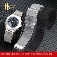 For Swatch IRONY Men's and Women's Fine Steel Woven Mesh Strap Watch Chain YAS112 Breathable Metal S