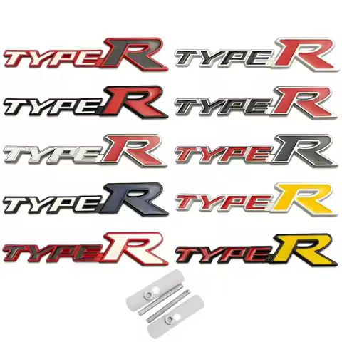Metal Type R Logo Car Front Grille Emblem Sticker Body Trunk Badge Decal for Honda Civic Vezel CRV A