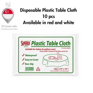 [SG ready stock] High Quality Disposable Table Cloth Red/White (70 inches x 70 inches) - 10pcs