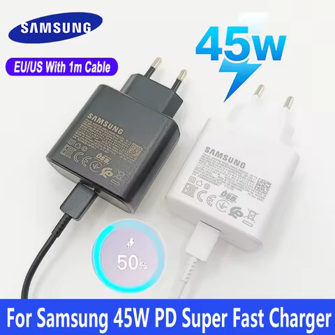 Samsung 45W PD Charger EU Super Charging Adapter For Galaxy S26 S25 Edge S24+ S23 Ultra Tab A11+ A57
