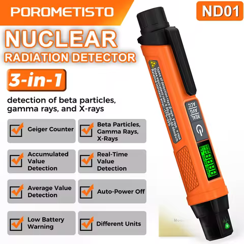 POROMETISTO ND01 Portable Nuclear Radiation Detector Pen REAL/AVG/ACC Geiger Counter for Beta Partic