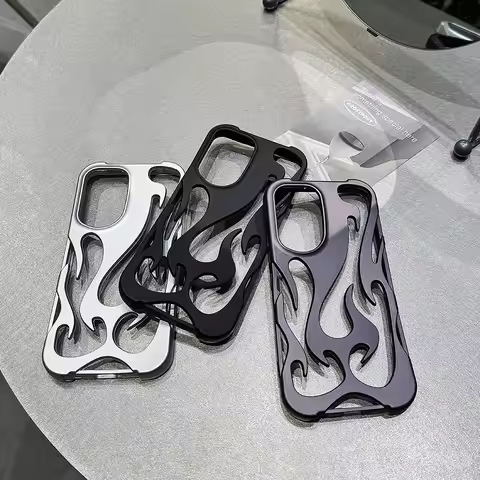 Matte 3D Hollowed Flame Phone Case For Samsung Galaxy A55 A54 A15 A14 A06 S25 Ultra S24 S23 S22 Ultr