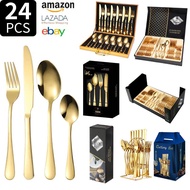 1010 Tableware 24-Piece Set 6 People Western Food Knife Fork Spoon Four-Piece Set Gift Box Set Whole
