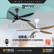 INOVO ORIS Ceiling Fan 5 ABS Blades Remote Control 1370mm AC Motor 6 Speed Kipas Siling Syiling Cooling INOVO 吊扇风扇